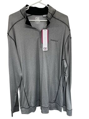 Cutter & Buck Men's Gray Performance Quarter-Zip Pullover